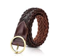 LumiSyne Cintura Intrecciata Cuoio Donna Vintage Cintura Elastica Con Fibbia Rotonda Dorata Pelle Di Vacchetta Cintura Regolabile Di Largo Cintura Sottile Per Vestito Jeans Pantaloni