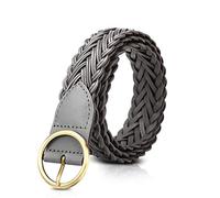 LumiSyne Cintura Intrecciata Cuoio Donna Vintage Cintura Elastica Con Fibbia Rotonda Dorata Pelle Di Vacchetta Cintura Regolabile Di Largo Cintura Sottile Per Vestito Jeans Pantaloni