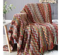 LumiSyne Coperta a Maglia Sfrangiata Houndstooth Bohémien Plaid Calda Coperte In Maglia Copriletto a Maglia Coperta Da Tiro Per Letto Poltrona o Divano 130x170cm