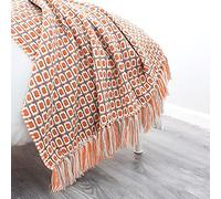 LumiSyne Coperta a Maglia Sfrangiata Houndstooth Bohémien Plaid Calda Coperte In Maglia Copriletto a Maglia Coperta Da Tiro Per Letto Poltrona o Divano 130x230cm