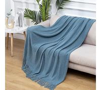 LumiSyne Coperta a Maglia Sfrangiata Tinta Unita Ananas Griglia Calda Coperte In Maglia Copriletto a Maglia Coperta Da Tiro Adatto Per Letto o Divano 130×170cm