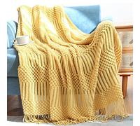 LumiSyne Coperta a Maglia Sfrangiata Tinta Unita Motivo a bolle Calda Coperte In Maglia Copriletto a Maglia Coperta Da Tiro Adatto Per Letto o Divano 130×170cm