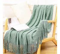 LumiSyne Coperta a Maglia Sfrangiata Tinta Unita Plaid Calda Coperte In Maglia Copriletto a Maglia Coperta Da Tiro Adatto Per Letto o Divano 130x230cm