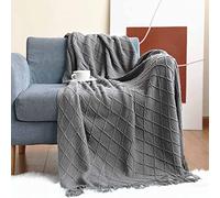 LumiSyne Coperta a Maglia Sfrangiata Tinta Unita Plaid Calda Coperte In Maglia Copriletto a Maglia Coperta Da Tiro Adatto Per Letto o Divano 130x230cm