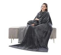 LumiSyne Coperta Con Maniche Per Donna Uomo Cosy Coperta Pile Morbida Calda Flanella Invernale TV Coperta Con Maniche Tasca Frontale Per Riporre Oggetti Plaid Con Maniche Per Divano Letto 150×180cm