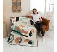 LumiSyne Coperte Double-Face Plaid In Cotone Intrecciato Con Nappina Giungla Stile Bohemien Arazzo Scialle Decorativo Coperta Da Tiro Per Letto Divano Coperta Campeggio Tovaglia Tappeto 160x130cm