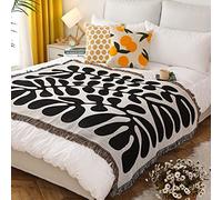 LumiSyne Coperte Double-Face Plaid In Cotone Intrecciato Con Nappina Giungla Stile Bohemien Arazzo Scialle Decorativo Coperta Da Tiro Per Letto Divano Coperta Campeggio Tovaglia Tappeto 160x130cm