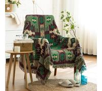 LumiSyne Coperte Double-Face Plaid In Cotone Intrecciato Con Nappina Motivo Geometrica Bohemien Stile Etnico Vintage Decorativo Coperta Da Tiro Per Letto Divano Campeggio Arazzo Tovaglia Tappeto