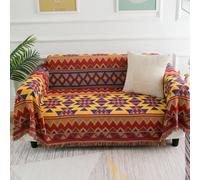 LumiSyne Coperte Double-Face Plaid In Cotone Intrecciato Con Nappina Motivo Geometrica Bohemien Stile Etnico Vintage Decorativo Coperta Da Tiro Per Letto Divano Campeggio Arazzo Tovaglia Tappeto