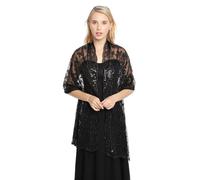 LumiSyne Donna Scialli e Involucri Con Paillettes Per Abiti Da Sera Scintillante Ricamo Di Paillettes Motivo Floreale Tulle In Pizzo Leggero Sciarpa Elegante Scialle Stola Per Sposa Matrimonio Festa