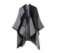 LumiSyne Invernale Scialle in Cashmere Donna Poncho Cape in Maglia Motivo a Quadri Blocchi di Colore Frontale Aperto Mantello Cardigan Coperta Scialle Elegante Maglione Poncho Caldo Pashmina Sciarpa