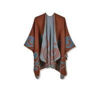 LumiSyne Invernale Scialle in Cashmere per Donna Poncho Cape Lavorato a Maglia Stile Etnico retrò Cardigan Maglione Aperto Scialle Coperta Spessa Caldo Pashmina Sciarpa Grande Poncho Mantella Stola