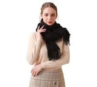 LumiSyne Invernale Sciarpa In Lana Tinta Unita Per Donna Pashmina Scialle Con Nappa Stole Grande e Ispessita Coperta Caldo Fazzoletti Da Collo