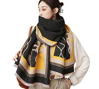 LumiSyne Invernale Sciarpa Scialle In Cashmere Per Donna Cuciture Colorate Modello Animale Pashmina Calda Sciarpe Con Nappa Morbida Lana Addensato Stole