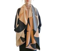 LumiSyne Invernale Sciarpa Scialle In Cashmere Per Donna Uomo Motivi Geometriche Blocchi Di Colore Pashmina Sciarpe Con Nappa Spessa Lungo Sciarpa Da Collo Morbida Calda Wrap Stole