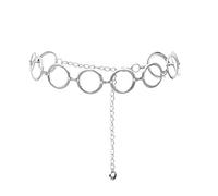 LumiSyne Moda Catena Cintura Da Donna Semplice Anello In Metallo Catena Della Vita Cintura Oro Argento Fibbia Regolabile Catena Per Il Corpo Abito Cintura Per Festa Nozze Quotidiano(Argento)