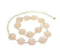 LumiSyne Moda Cintura a Catena Per Donna Anello In Metallo Traforato Intagliato Vintage Catena Della Vita Oro Argento Fibbia Regolabile Catena Per Il Corpo Abito Cintura a Catena Lunga