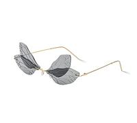 LumiSyne Moda Occhiali Da Sole Di Farfalla Libellula Donna Senza Montatura Irregolari Occhiali Lenti Sfumate Trasparenti Montatura Metallo Protezione UV400 Occhiali Fotografia Festa