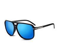 LumiSyne Moda Occhiali Da Sole Polarizzati Specchiati Uomo Occhiali Da Sole Guida Ultra Leggero Montatura Quadrata Doppio Ponte UV 400 All'Aperto Viaggio Sport Regalo Blu