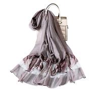 LumiSyne Moda Sciarpe Di Organza Donna Squisito Ricamo Di Piume Tulle Trasparente Leggero e Morbido Chiffon Sciarpe Di Seta Foulard Scialle Stole Primavera Autunno