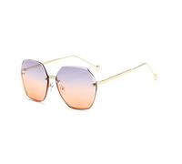 LumiSyne Occhiali Da Sole Donna Oversize Senza Montatura Lente Esagonali Taglio Di Diamanti Montatura Metallo Bicchieri Sfumata Trasparenti UV400 Antiriflesso Parasole Moda Occhiali Outdoor Viaggi