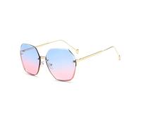 LumiSyne Occhiali Da Sole Donna Oversize Senza Montatura Lente Esagonali Taglio Di Diamanti Montatura Metallo Bicchieri Sfumata Trasparenti UV400 Antiriflesso Parasole Moda Occhiali Outdoor Viaggi