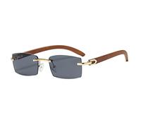 LumiSyne Occhiali Da Sole Quadrati Senza Montatura Donna Uomo Astine In Legno Lente Sfumata Trasparenti Protezione UV400 Antiabbagliamento Occhiali Rettangolari Retro Per Guida Viaggi Decorazioni
