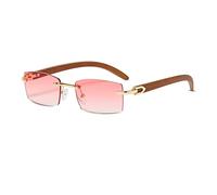 LumiSyne Occhiali Da Sole Quadrati Senza Montatura Donna Uomo Astine In Legno Lente Sfumata Trasparenti Protezione UV400 Antiabbagliamento Occhiali Rettangolari Retro Per Guida Viaggi Decorazioni