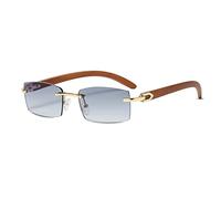 LumiSyne Occhiali Da Sole Quadrati Senza Montatura Donna Uomo Astine In Legno Lente Sfumata Trasparenti Protezione UV400 Antiabbagliamento Occhiali Rettangolari Retro Per Guida Viaggi Decorazioni