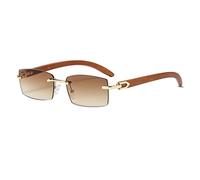 LumiSyne Occhiali Da Sole Quadrati Senza Montatura Donna Uomo Astine In Legno Lente Sfumata Trasparenti Protezione UV400 Antiabbagliamento Occhiali Rettangolari Retro Per Guida Viaggi Decorazioni