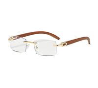 LumiSyne Occhiali Da Sole Quadrati Senza Montatura Donna Uomo Astine In Legno Lente Sfumata Trasparenti Protezione UV400 Antiabbagliamento Occhiali Rettangolari Retro Per Guida Viaggi Decorazioni