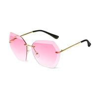 LumiSyne Occhiali Da Sole Senza Montatura Rettangolari Donna Oversized Occhiali Da Vista Gradiente Trasparenti Lente Da Taglio Di Diamanti Montatura In Metallo UV400 Con Custodia Per Occhiali