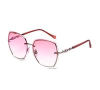 LumiSyne Occhiali Da Sole Senza Montatura Rettangolari Donna Oversized Occhiali Da Vista Gradiente Trasparenti Lente Da Taglio Di Diamanti Montatura Decorata Con Strass UV400(Rosa)