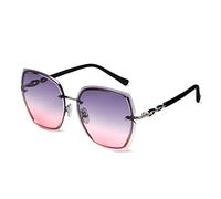 LumiSyne Occhiali Da Sole Senza Montatura Rettangolari Donna Oversized Occhiali Da Vista Gradiente Trasparenti Lente Da Taglio Di Diamanti Montatura Decorata Con Strass UV400(Grigio rosa)