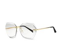 LumiSyne Occhiali Da Sole Senza Montatura Rettangolari Donna Oversized Occhiali Da Vista Gradiente Trasparenti Lente Da Taglio Di Diamanti Montatura In Metallo UV400 Con Custodia Per Occhiali
