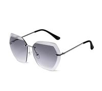 LumiSyne Occhiali Da Sole Senza Montatura Rettangolari Donna Oversized Occhiali Da Vista Gradiente Trasparenti Lente Da Taglio Di Diamanti Montatura In Metallo UV400 Con Custodia Per Occhiali