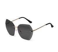 LumiSyne Occhiali Da Sole Senza Montatura Rettangolari Donna Oversized Occhiali Da Vista Gradiente Trasparenti Lente Da Taglio Di Diamanti Montatura In Metallo UV400 Con Custodia Per Occhiali