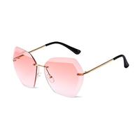 LumiSyne Occhiali Da Sole Senza Montatura Rettangolari Donna Oversized Occhiali Da Vista Gradiente Trasparenti Lente Da Taglio Di Diamanti Montatura In Metallo UV400 Con Custodia Per Occhiali