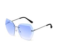 LumiSyne Occhiali Da Sole Senza Montatura Rettangolari Donna Oversized Occhiali Da Vista Gradiente Trasparenti Lente Da Taglio Di Diamanti Montatura In Metallo UV400 Con Custodia Per Occhiali