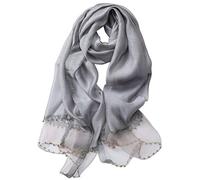 LumiSyne Primavera Nuovo Stile Sciarpa In Chiffon Di Seta Donne Elegante Sciarpa Tinta Unita Moda Tulle Cuciture In Seta Decorazione Di Perline Stole Lungo Scialle Di Protezione Solare