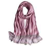 LumiSyne Primavera Nuovo Stile Sciarpa In Chiffon Di Seta Donne Elegante Sciarpa Tinta Unita Moda Tulle Cuciture In Seta Decorazione Di Perline Stole Lungo Scialle Di Protezione Solare