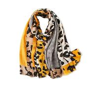 LumiSyne Sciarpa Da Donna Con Stampa Leopardata Moda Motivo Animalier Foulard In Cotone e Lino Con Nappa Lungo Grande Sciarpa Leggero Calda Scialle Stole