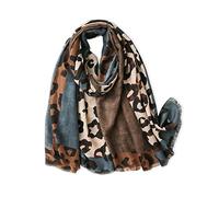 LumiSyne Sciarpa Da Donna Con Stampa Leopardata Moda Motivo Animalier Foulard In Cotone e Lino Con Nappa Lungo Grande Sciarpa Leggero Calda Scialle Stole