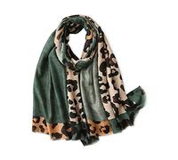 LumiSyne Sciarpa Da Donna Con Stampa Leopardata Moda Motivo Animalier Foulard In Cotone e Lino Con Nappa Lungo Grande Sciarpa Leggero Calda Scialle Stole