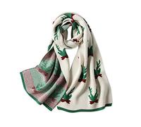 LumiSyne Sciarpa Di Natale Da Donna Invernale Lavorate a Maglia Reversibile Pashmina Sciarpa Con Renne Cervi Fiocco Di Neve Lungo Sciarpe Scialle Stole Addensato