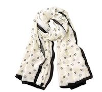 LumiSyne Sciarpa Di Seta Da Donna Fiore Stampato Rose Foulard Lungo Stole Morbida Scialle Protezione Solare Dolce Ed Elegante Stile Per Matrimoni Quattro Stagioni(Bianca)
