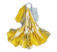 LumiSyne Sciarpa Di Seta Da Donna Fiore Stampato Rose Foulard Lungo Stole Morbida Scialle Protezione Solare Dolce Ed Elegante Stile Per Matrimoni Quattro Stagioni (Floreale Giallo)