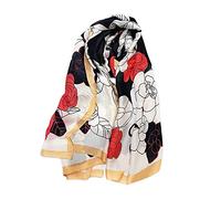 LumiSyne Sciarpa Di Seta Da Donna Pittura a Inchiostro Artistica Fiore Stampato Foulard Lungo Stole Morbida Scialle Protezione Solare Per Matrimoni Quattro Stagioni