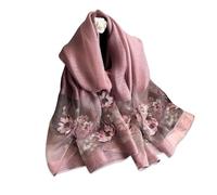 LumiSyne Sciarpa Di Seta Di Gelso Foulard Chiffon Donna Delicato Ricamo a Fiore Di Loto Tulle Trasparente Leggero Morbido Sciarpa Lunga Scialle Di Protezione Solare Stole Primavera Autunno