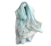 LumiSyne Sciarpa Di Seta Di Gelso Foulard Chiffon Donna Delicato Ricamo a Fiore Di Loto Tulle Trasparente Leggero Morbido Sciarpa Lunga Scialle Di Protezione Solare Stole Primavera Autunno